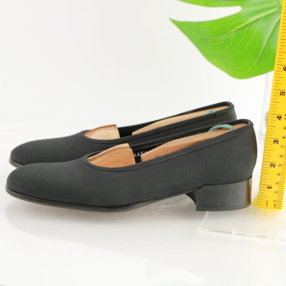 VTG Cole Haan Womens Lofer Size 8.5 NARROW Black Satin Low Heel Shoe Italy - Picture 6 of 12